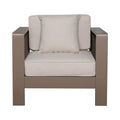 Technische titel in het Nederlands: **Moderne fauteuil met kussens in neutrale kleur**